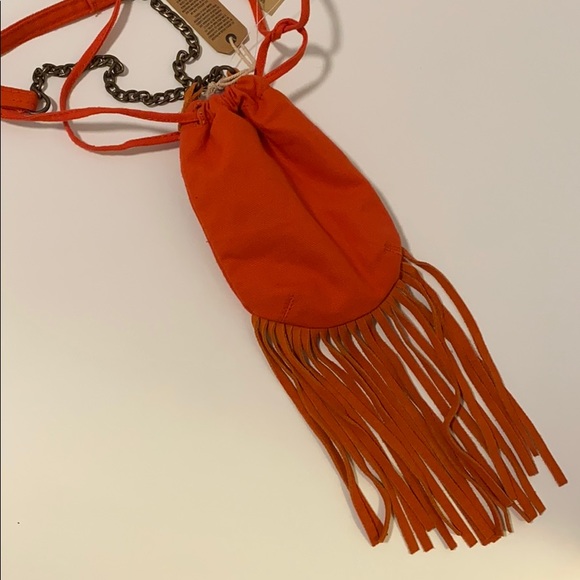 Coral canvas and suede fringe bag - Picture 3 of 8